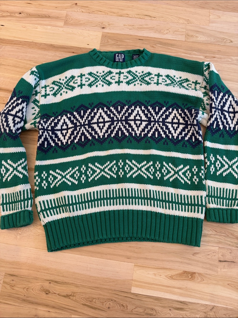 VINTAGE Gap Sweater Men’s Fair-isle Geometric Heavyweight 90s-100%?Cotton-L